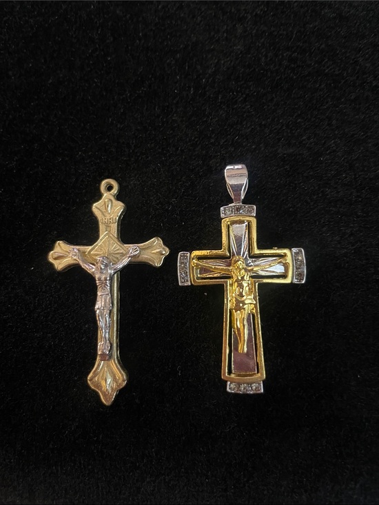 Jewelry - 2 Two-Tone Gold and Silver Crucifix Pendant for Necklace.